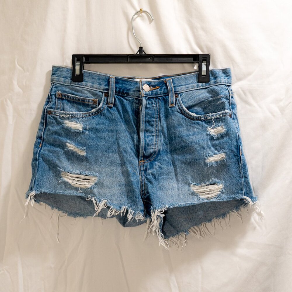 Aritzia Denim Forum - Ex Boyfriend Shorts - Blue Jean Mid Wash (Size 27)